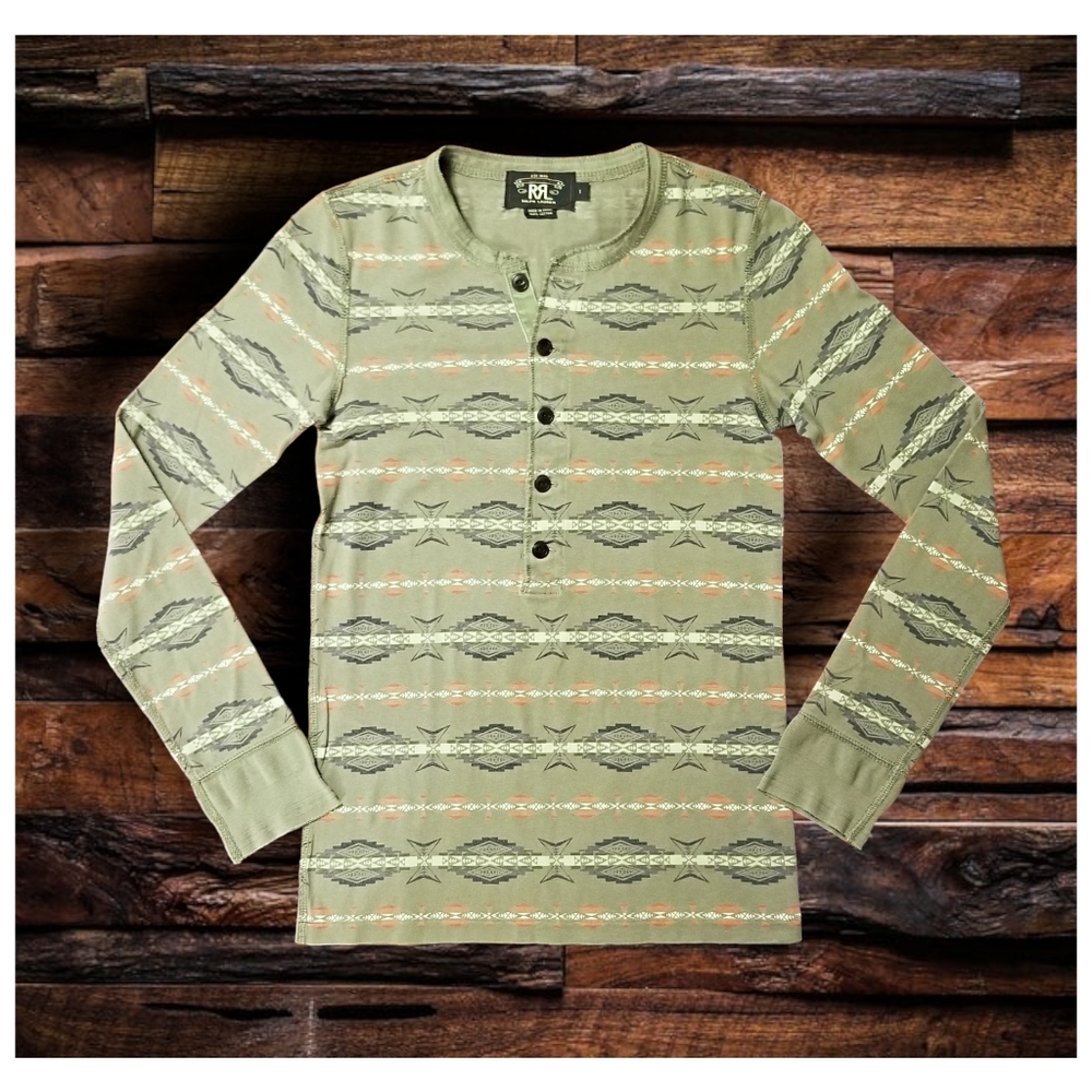 DOUBLE RL RALPH LAUREN RRL WESTERN PATTERN HENLEY SHIRT- WOMEN'S SIZE 1